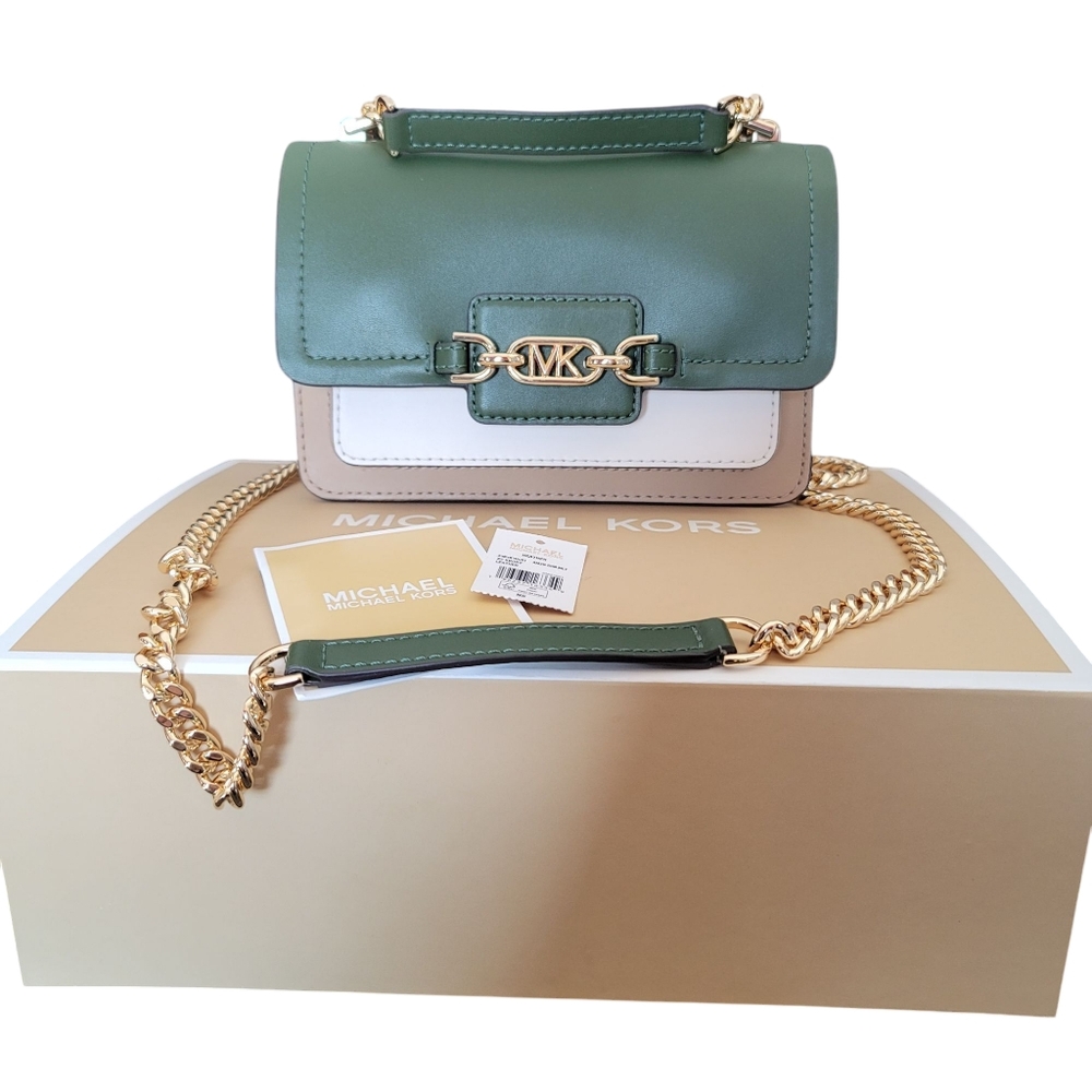 MICHAEL KORS MK Mackenzie Rare Colors Acorn Brown Leather Crossbody Satchel Bag